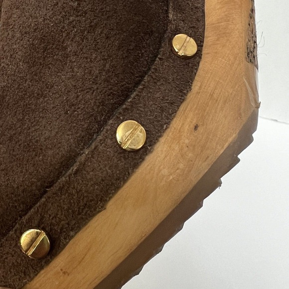 Tory Burch Ginevra Brown Suede Heeled Studded Ankle Boots Size 8M Clog - Picture 9 of 13